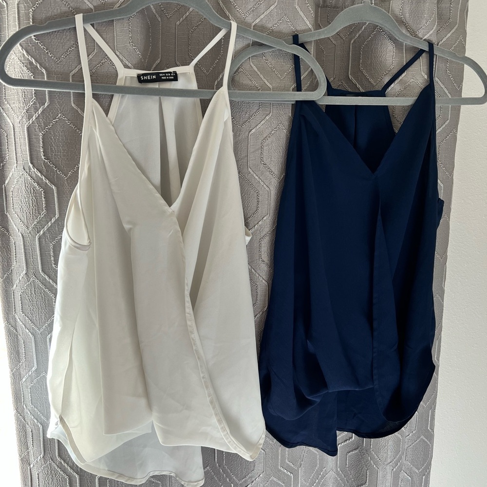 SHEIN Dual Pack White and Navy Camisoles